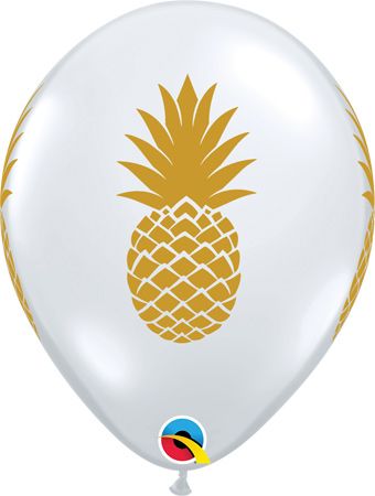 Pineapple Balloon 11" Clear with Gold Ink - Party Supplies - Image 1
