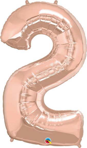 Rose Gold Number 2 Balloon - 3-Pack - Image 1