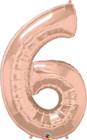 Rose Gold Number 6 Balloon - 3-Pack - Image 1