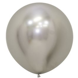 Silver Reflective Balloons 24 Inch Round - 10-Pack - Image 1