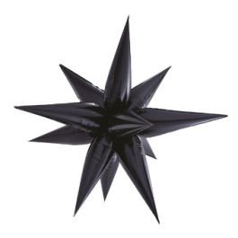 Black Starburst Foil Balloon 40 Inch - Image 1