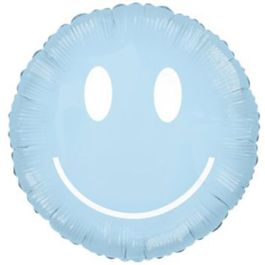 Blue Smiley Face Balloon 30 Inch Foil Balloon - Image 1
