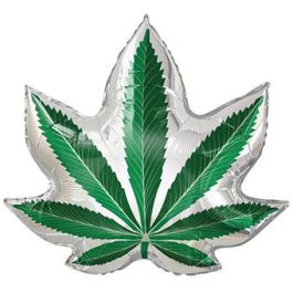 Cannabis Leaf Foil Balloon 36 Inch - 1 Pack - Image 1