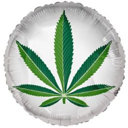 Green Cannabis Leaf Foil Balloon 18 Inch - Party Decor - Image 1