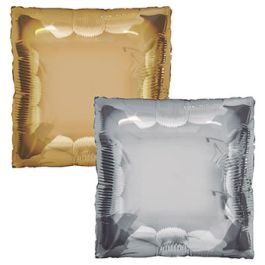 Gold Silver Squared Foil Balloon 24 Inch Large Shape - Image 1