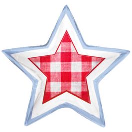 Red White Gingham Star Foil Balloon 24 Inch USA Theme - Image 1