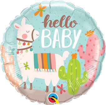 Hello Baby Llama Balloons - 5-Pack - Image 1