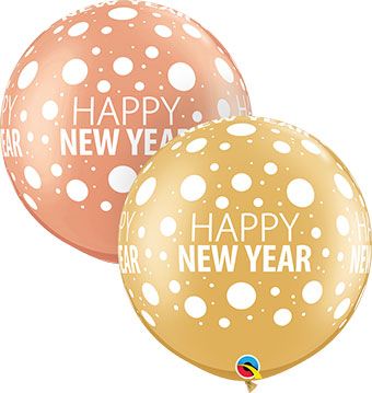 Happy New Year Balloons Gold & Rose Gold Pack - Image 1