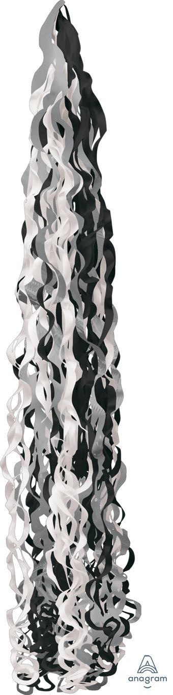 Elegant Black & White Tissue Tail 5-Pack - Party Decorations - Image 1
