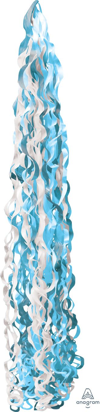 Blue & White Tissue Tail Decor - 5-Pack - Image 1