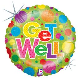 Get Well Dots Balloon 9 Inch Round Foil Balloon - Image 1