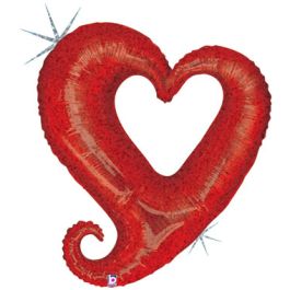 Red Heart Chain Balloon Garland - 37 Inch Large Shape Foil - Image 1