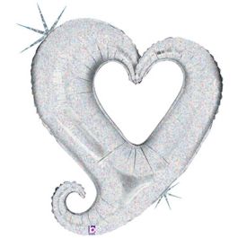Silver Holo Chain of Hearts Balloon 37" - 1 Count - Image 1