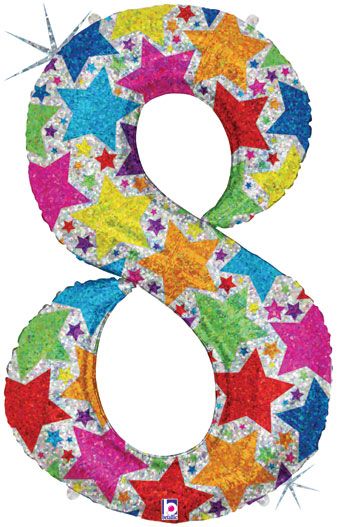 Number 8 Holo Balloon 34" - Party Supplies - Image 1