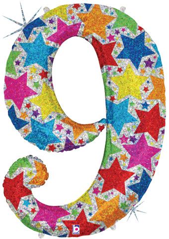 Number 9 Holo Balloon 34" - Party Supplies - Image 1