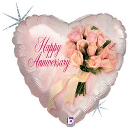 Happy Anniversary Heart Balloon 18 Inch Foil - Image 1