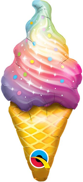 Rainbow Swirl Ice Cream Balloons - 5-Pack - Image 1