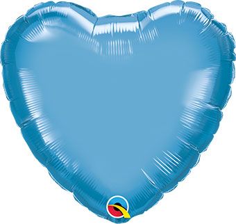 Chrome Blue Heart Balloons - 5-Pack - Image 1