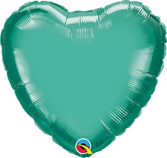 Chrome Green Heart Balloons - 5-Pack - Image 1