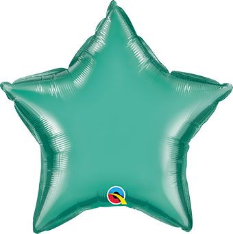 Chrome Green Star Balloons - 5-Pack - Image 1