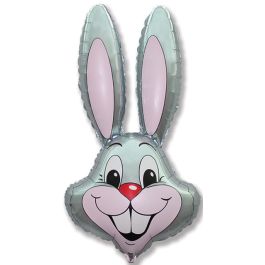 Grey Bunny Rabbit Head Foil Balloon 35" - 5-Pack - Image 1