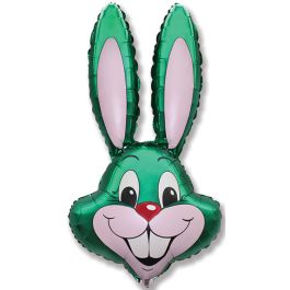 Green Bunny Rabbit Head Foil Balloon 35" - 5-Pack - Image 1