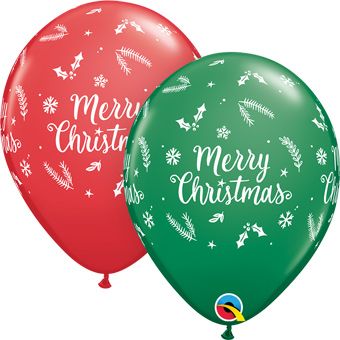 Merry Christmas Balloons 11" - Holiday Party Decor - Image 1