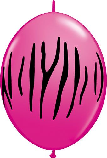 Zebra Stripes Balloon 12" - Wild Berry - Image 1