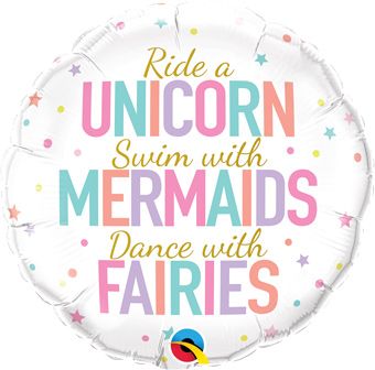 Unicorn Mermaids Fairies Balloon 18 Inch Foil - Image 1