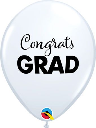 Congrats Grad White Balloon - 11C (Bag of 50) - Image 1