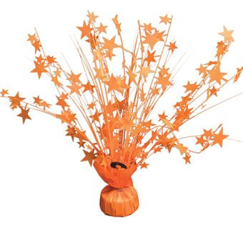 Neon Orange Star Foil Decoration - 5-Pack - Image 1
