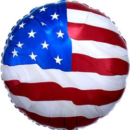 American Flag Balloon 18 Inch Round Foil Balloon - Image 1