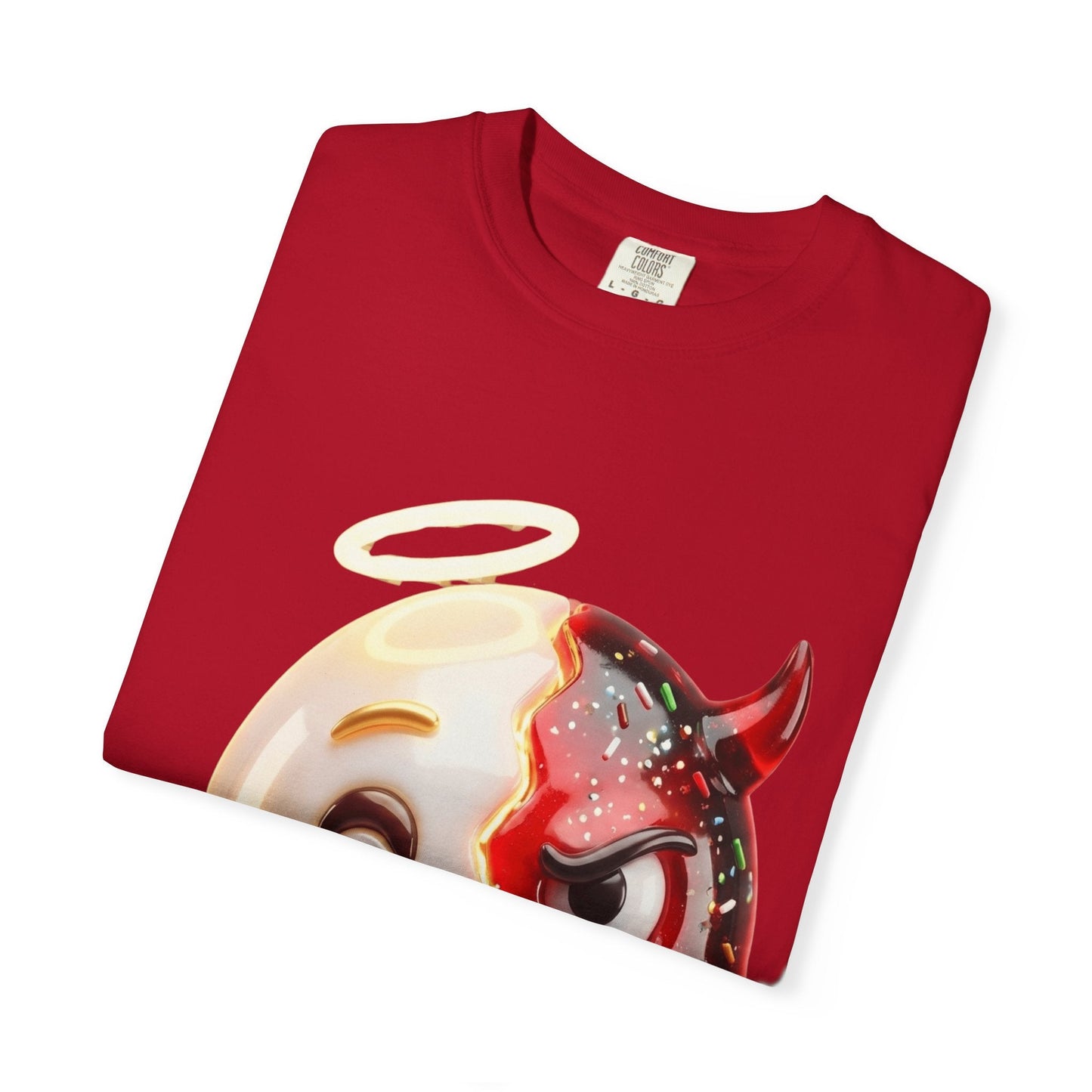 Angel Devil Duality T-shirt | Split Emoji 3D Character, Good vs Evil – Custom T-Shirt by PixelCraft360, unique decoration for events and special gifts