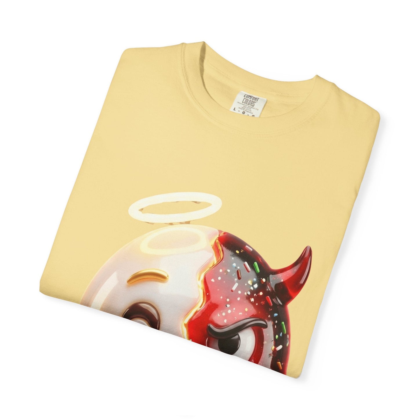 Angel Devil Duality T-shirt | Split Emoji 3D Character, Good vs Evil – Custom T-Shirt by PixelCraft360, unique decoration for events and special gifts