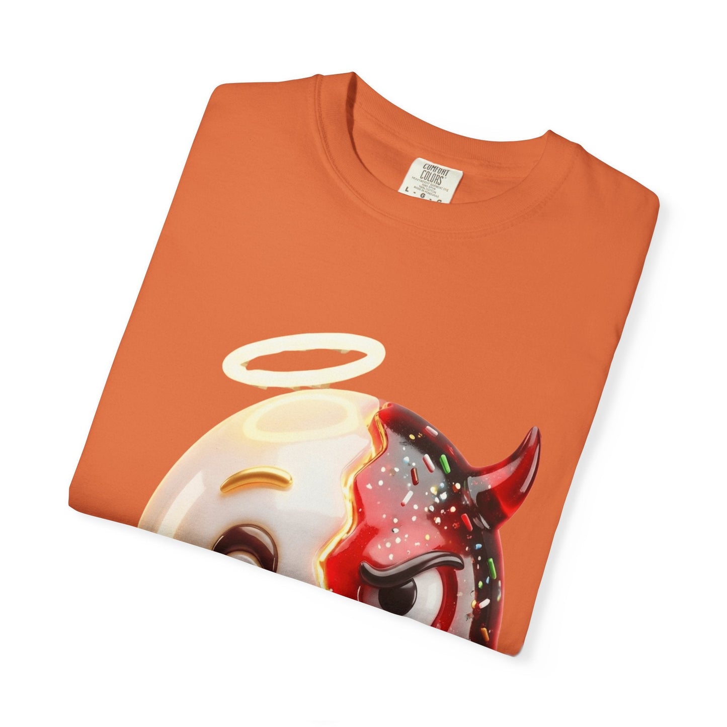 Angel Devil Duality T-shirt | Split Emoji 3D Character, Good vs Evil – Custom T-Shirt by PixelCraft360, unique decoration for events and special gifts
