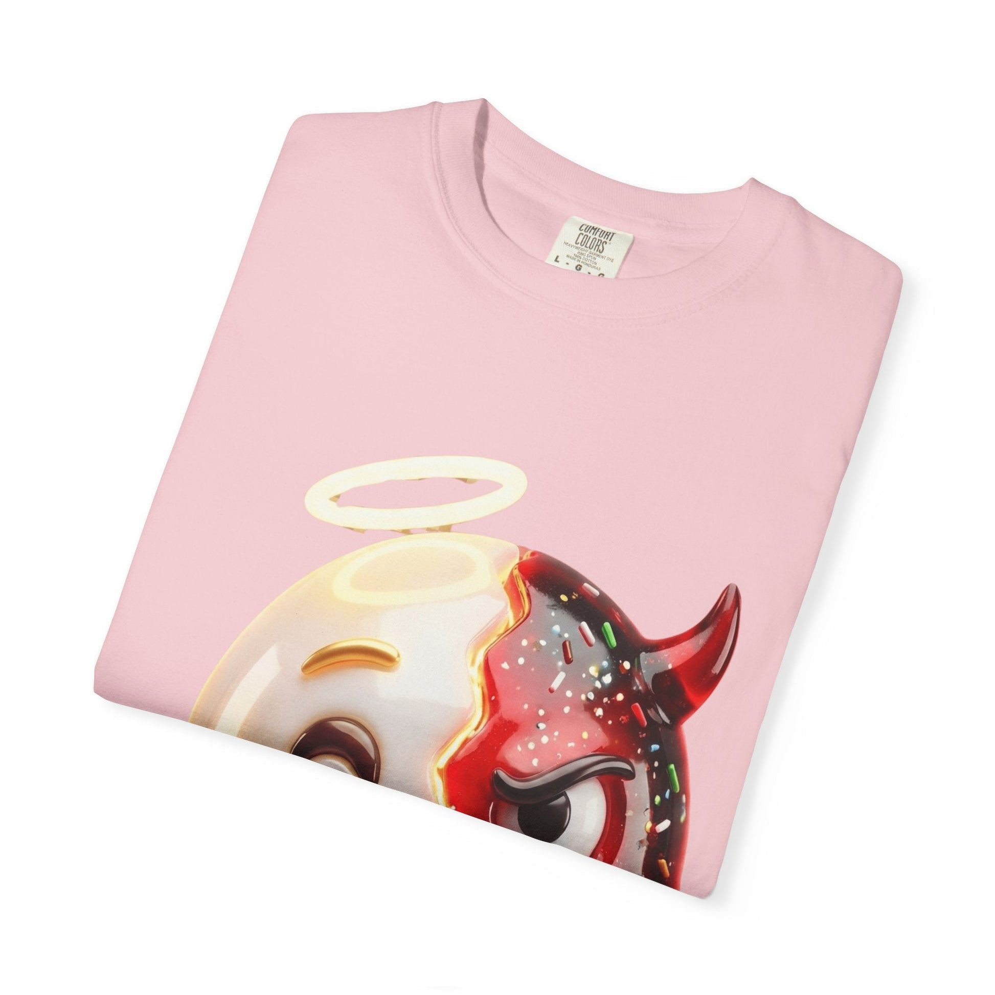 Angel Devil Duality T-shirt | Split Emoji 3D Character, Good vs Evil – Custom T-Shirt by PixelCraft360, unique decoration for events and special gifts