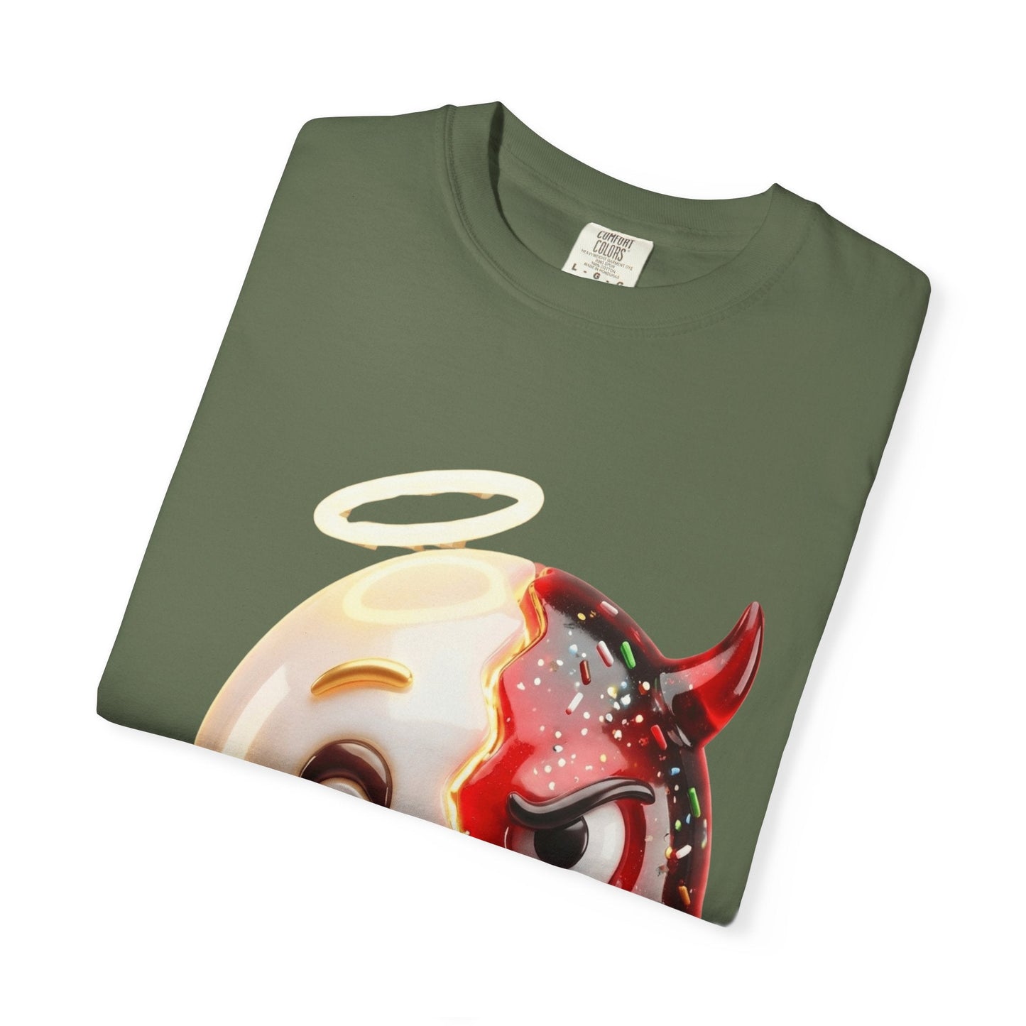 Angel Devil Duality T-shirt | Split Emoji 3D Character, Good vs Evil – Custom T-Shirt by PixelCraft360, unique decoration for events and special gifts