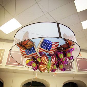 USA Flag Butterfly Balloon Decoration - 9' Round Fabric Net - Image 1