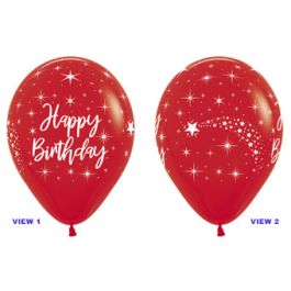 Red Happy Birthday Latex Balloons 11 Inch - 50-Pack - Image 1