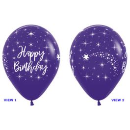 Violet Latex Balloons 11 Inch Round - Happy Birthday 50 Count - Image 1