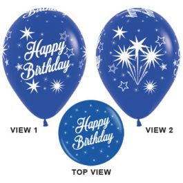 Royal Blue Happy Birthday Balloons 18 Inch - 25-Pack - Image 1