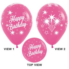 Fuchsia Round Balloons 18 Inch - 25 Count Happy Birthday - Image 1