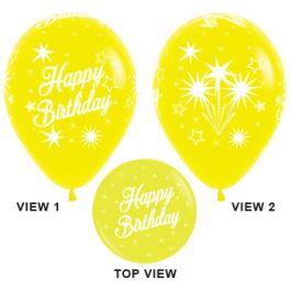 Yellow Happy Birthday Balloons 18 Inch - 25 Count Party Pack - Image 1