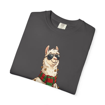 Cool Alpaca Adventure: Winter Chic Llama, Stylized Cartoon Character Illustration T-shirt – Custom T-Shirt by PixelCraft360, unique decoration for events and special gifts