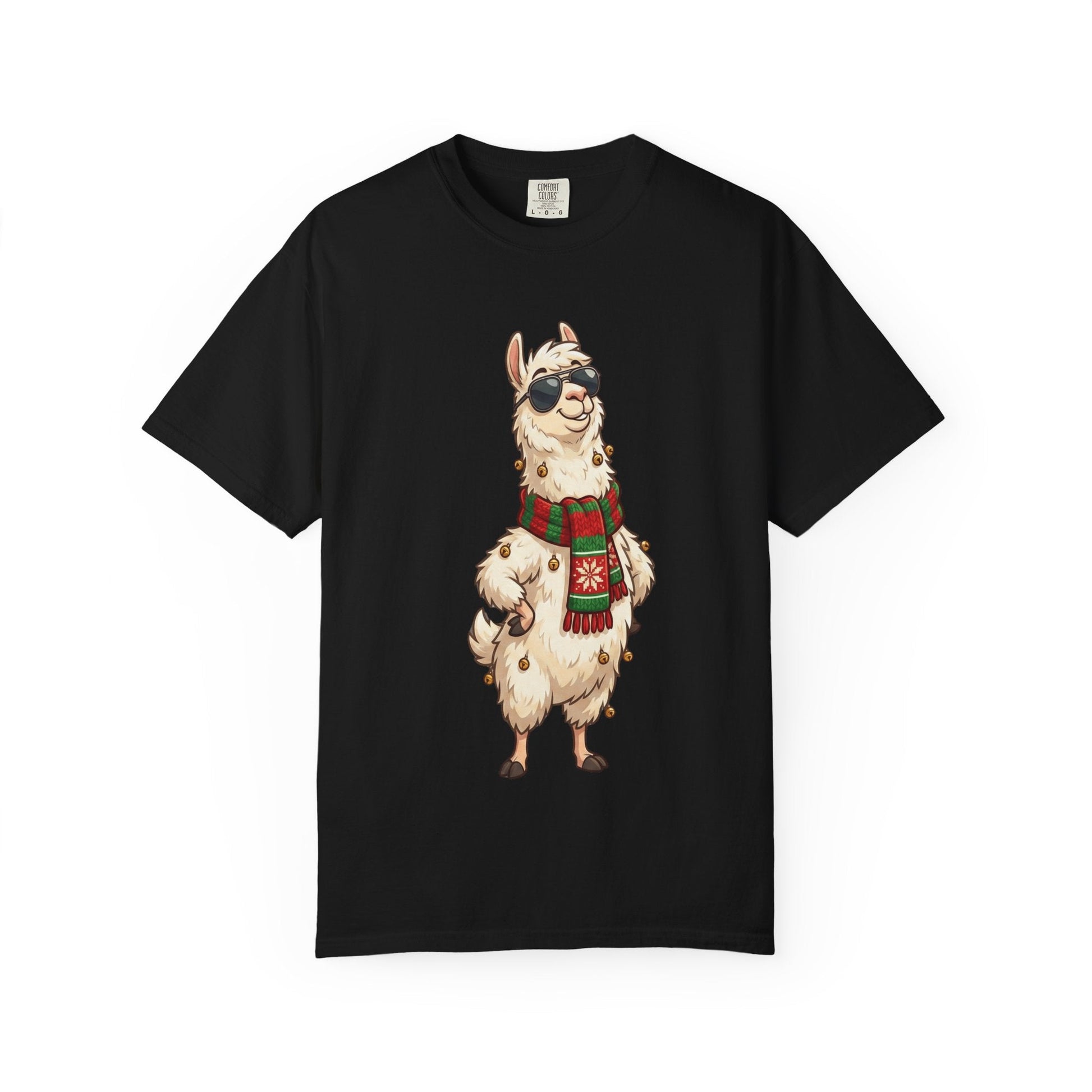 Cool Alpaca Adventure: Winter Chic Llama, Stylized Cartoon Character Illustration T-shirt – Custom T-Shirt by PixelCraft360, unique decoration for events and special gifts