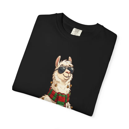 Cool Alpaca Adventure: Winter Chic Llama, Stylized Cartoon Character Illustration T-shirt – Custom T-Shirt by PixelCraft360, unique decoration for events and special gifts