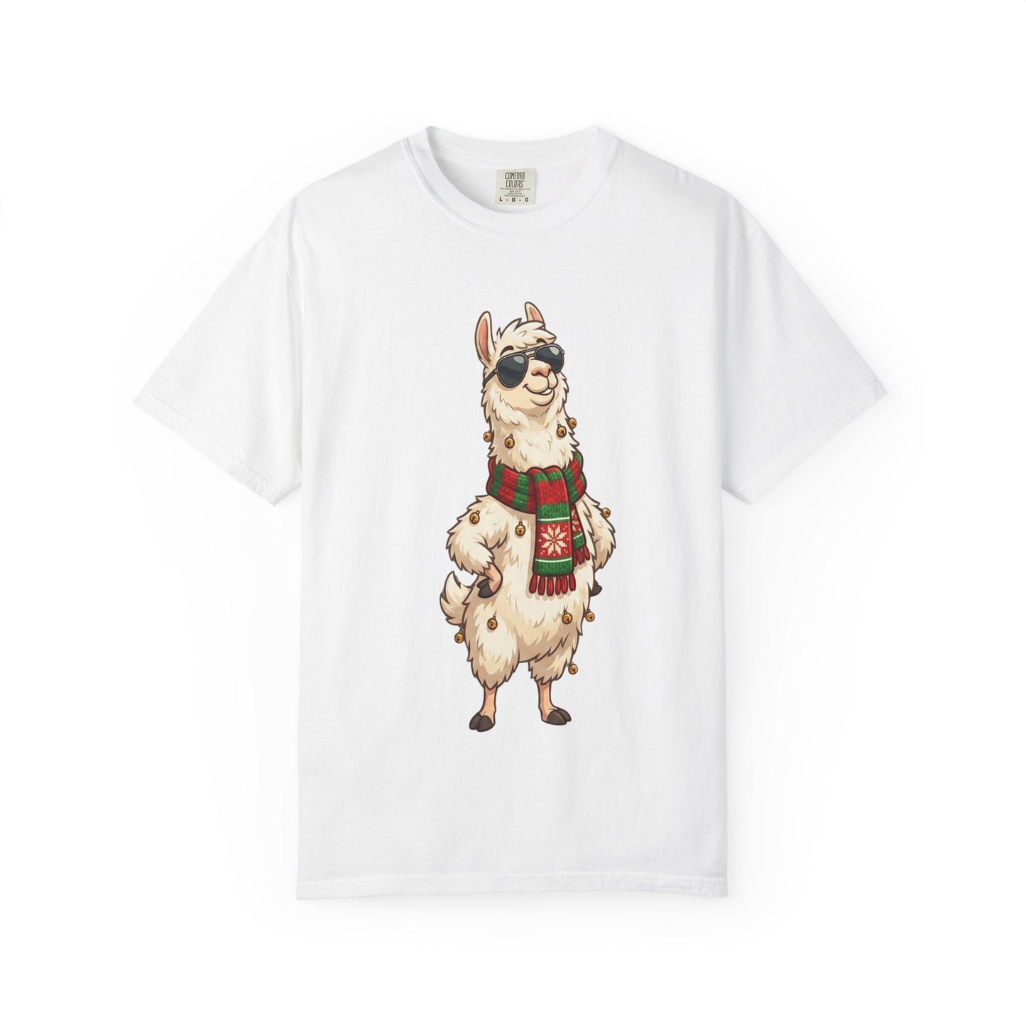 Cool Alpaca Adventure: Winter Chic Llama, Stylized Cartoon Character Illustration T-shirt – Custom T-Shirt by PixelCraft360, unique decoration for events and special gifts