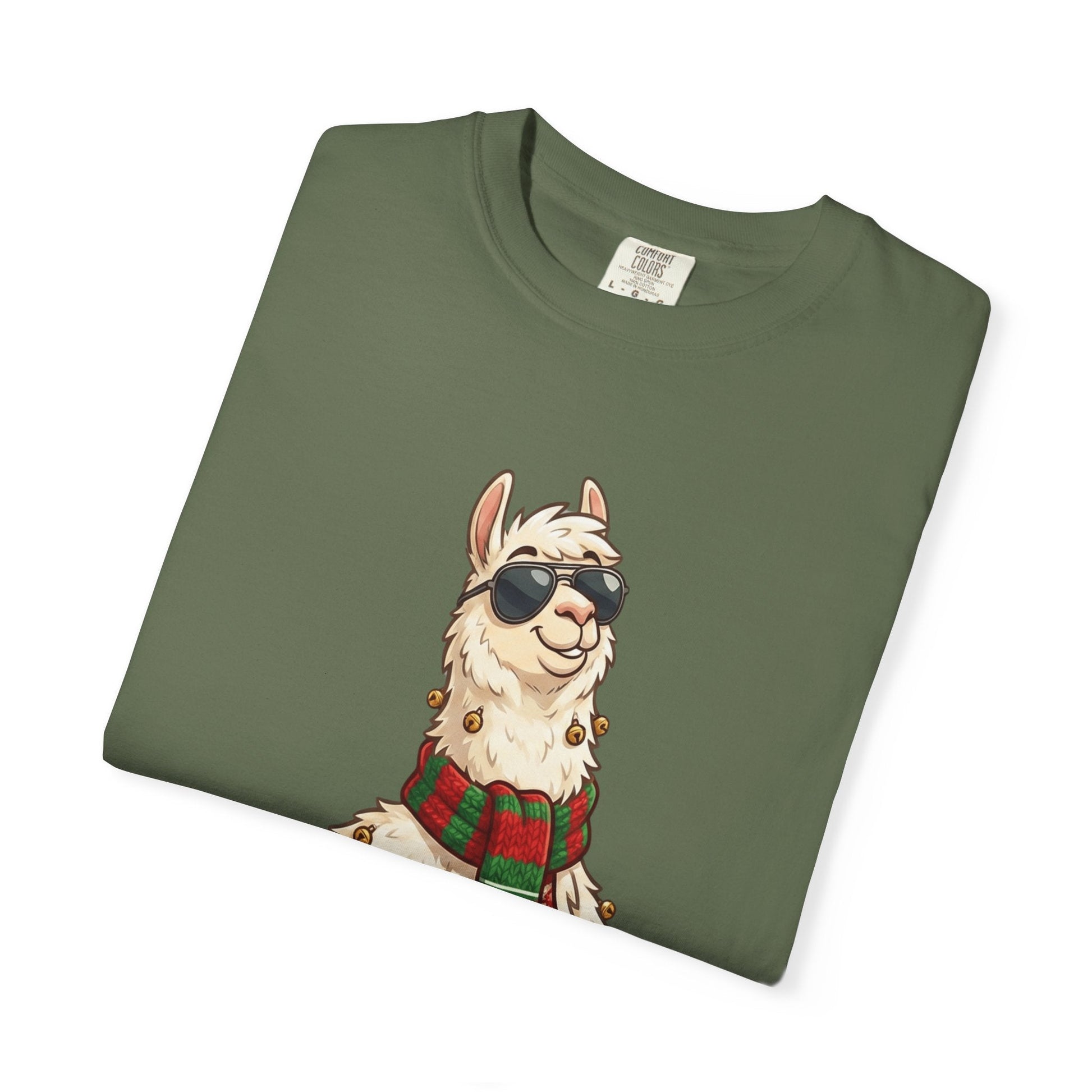 Cool Alpaca Adventure: Winter Chic Llama, Stylized Cartoon Character Illustration T-shirt – Custom T-Shirt by PixelCraft360, unique decoration for events and special gifts