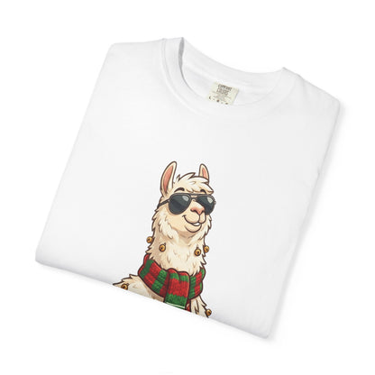Cool Alpaca Adventure: Winter Chic Llama, Stylized Cartoon Character Illustration T-shirt – Custom T-Shirt by PixelCraft360, unique decoration for events and special gifts