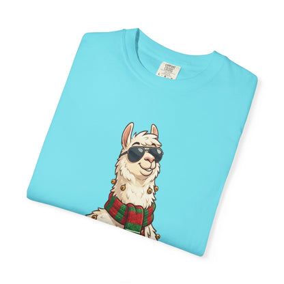 Cool Alpaca Adventure: Winter Chic Llama, Stylized Cartoon Character Illustration T-shirt – Custom T-Shirt by PixelCraft360, unique decoration for events and special gifts